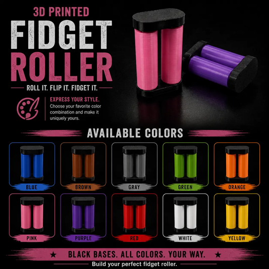 3D Printed Fidget Roller Sensory Tool for Focus and Stress Relief Compact Handheld Spinner Smooth Durable Spin by Concept2Creation