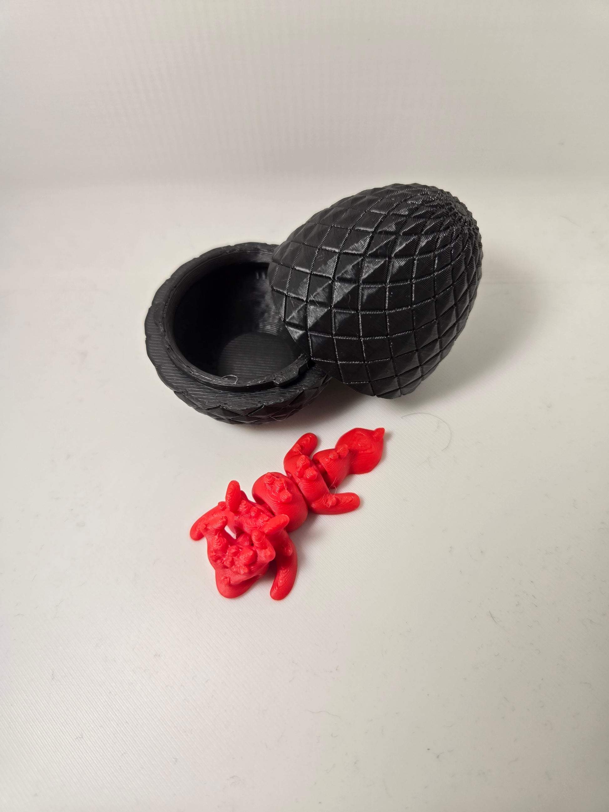 Mini Articulated Dragon Inside Twist Open Black Dragon Egg 3D Printed Fantasy Toy Fidget Desk Decor Gift by Concept2Creation