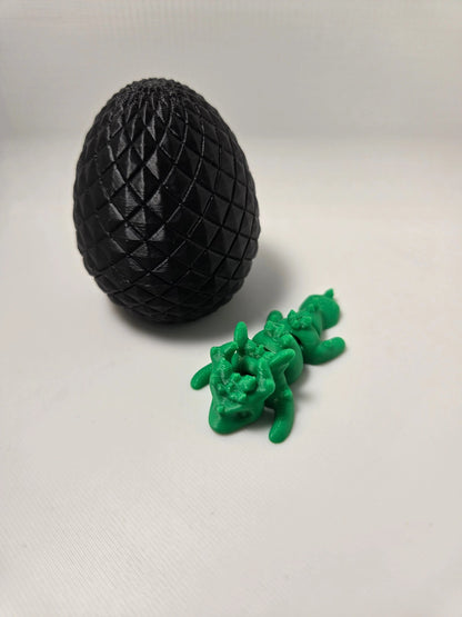 Mini Articulated Dragon Inside Twist Open Black Dragon Egg 3D Printed Fantasy Toy Fidget Desk Decor Gift by Concept2Creation