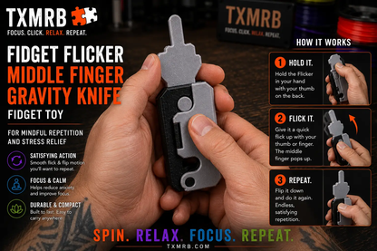 Fidget Flicker Middle Finger Gravity Knife Fidget Toy For Mindful Repetition And Stress Relief by Concept2Creation