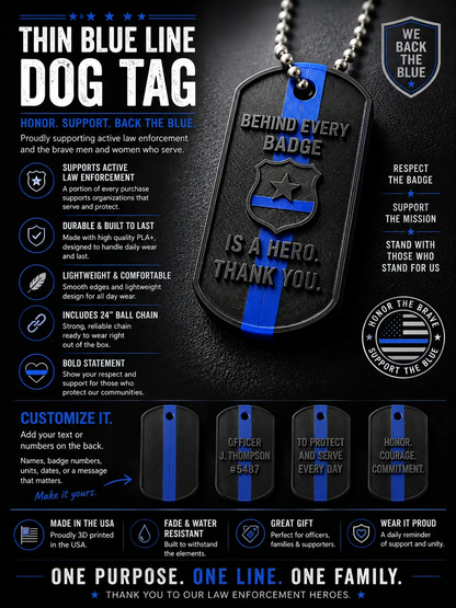 3D Printed Dog Tag Pride and Police Variants Customizable Durable Bold Statement Accessory by Concept2Creation