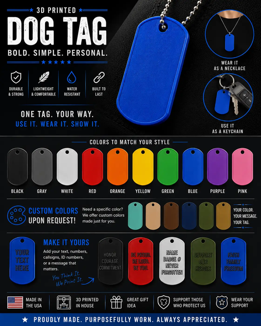 3D Printed Dog Tag Pride and Police Variants Customizable Durable Bold Statement Accessory by Concept2Creation