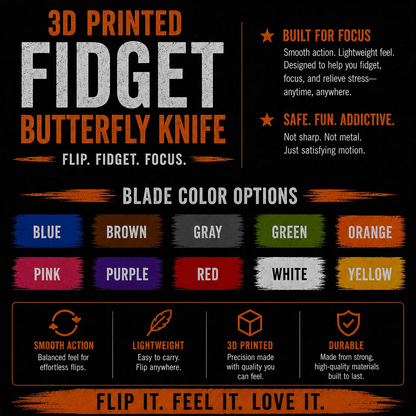 Fidget Blade 3D Printed Butterfly Knife for Smooth Flipping and Precision Fidgeting by Concept2Creation