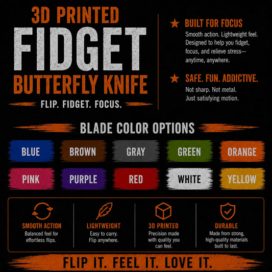 Fidget Blade 3D Printed Butterfly Knife for Smooth Flipping and Precision Fidgeting by Concept2Creation
