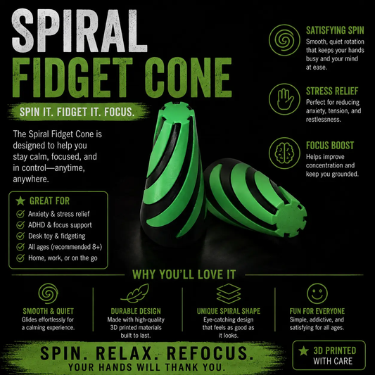 Spiral Fidget Cone FidgetPoint Stress Relief Toy For Focus And Productivity At Home School Or Work by Concept2Creation