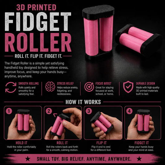 3D Printed Fidget Roller Sensory Tool for Focus and Stress Relief Compact Handheld Spinner Smooth Durable Spin by Concept2Creation