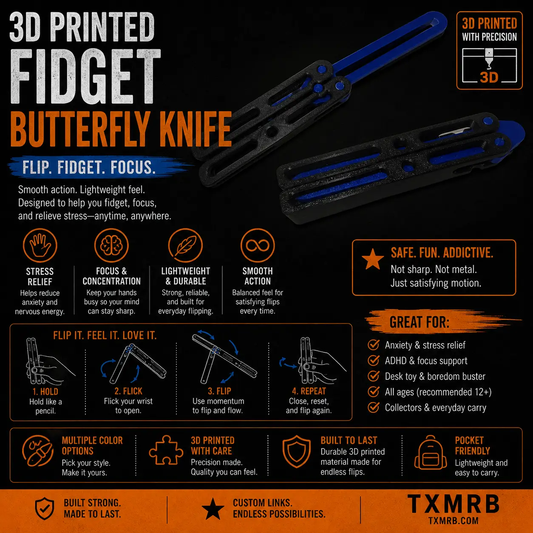 Fidget Blade 3D Printed Butterfly Knife for Smooth Flipping and Precision Fidgeting by Concept2Creation