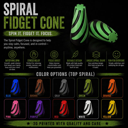 Spiral Fidget Cone FidgetPoint Stress Relief Toy For Focus And Productivity At Home School Or Work by Concept2Creation